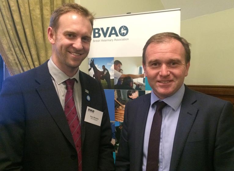 BVA president Sean Wensley with Defra minister George Eustice.