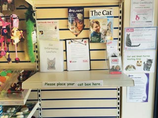 This shelf allows feline patients feel at ease, as it is high off the ground.