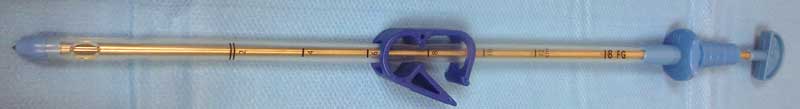 Figure 4a. A silicone trocar thoracostomy tube (18Fr) with gate clamp.
