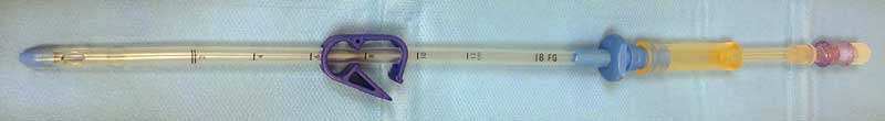Figure 4b. The same tube with a gate clamp and one-way connector.