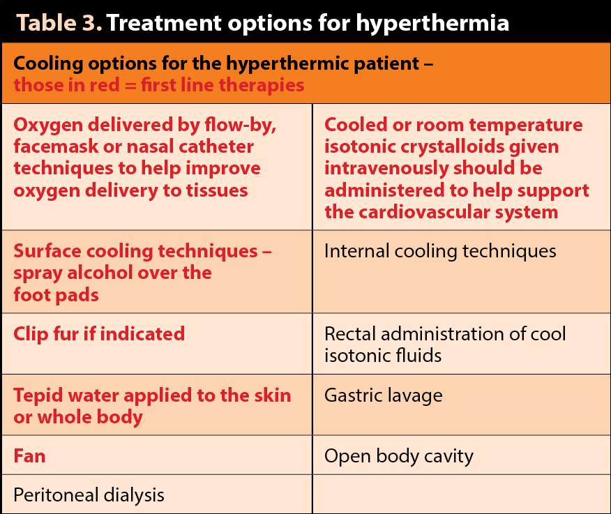 Table 3. Treatment options for hyperthermia.