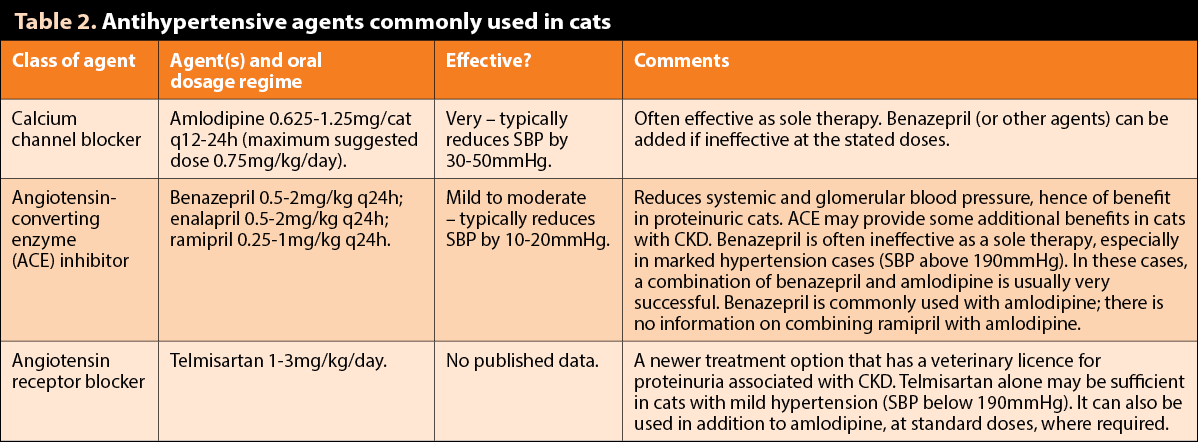 Table 2. Antihypertensive agents commonly used in cats