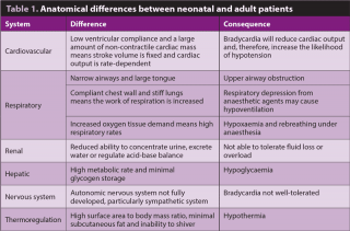 Table 1. Anatomical differences between neonatal and adult patients.