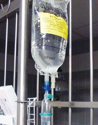 Figure 4. Ketamine diluted in a patient’s maintenance IV fluids with a worked example of the dilution.