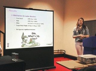 Figure 2. Hermien Craven presents on the demography and health of pet rabbits at BSAVA Congress.
