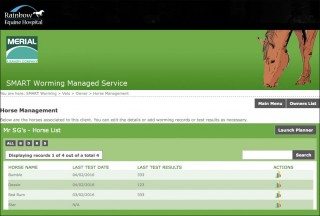 Figure 2. Online planners are a useful means of recording worm egg count data as they not only record the data, but provide information on anthelmintics administered, as well as showing results for others in the group. They can be viewed and updated by all those involved with the care of the horse. 