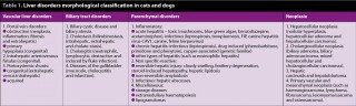 Table 1. Liver disorders morphological classification in cats and dogs.