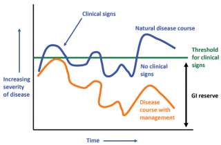 Figure 2. A graph showing the waxing and waning nature of inflammatory bowel disease.