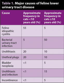 Table 1. Major causes of feline lower urinary tract disease.