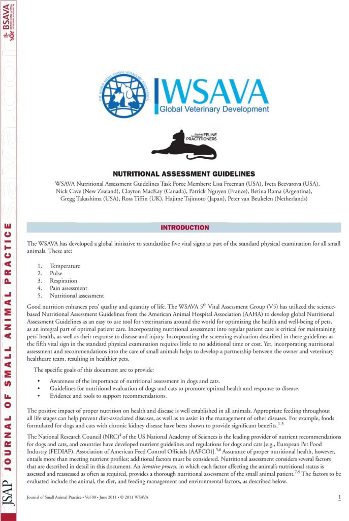 WSAVA nutritional assessment guidelines