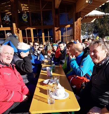 Delegates enjoy lunch at one of the many mountain restaurants.