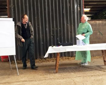 Figure 1. Jamie Robertson (left) and Tony Andrews begin the afternoon farm visit.