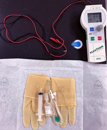 Figure 1. Peripheral nerve stimulator used for locating nerves prior to blocking.