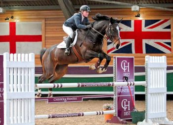 Breckenridge, a seven-year-old warmblood gelding, 17.2 hands high. He was quirky to handle, suspicious of people, spooky in warm-up areas and tense when jumping. After treatment with fermented wheat germ extract, rider Kirsty Aird said: “At the Royal Highland Show he was checking out the planes at Edinburgh Airport then a double clear in another newcomers and placed. Dare I say, I think the water tray fear is cured.” Image: © Sinclair Photography