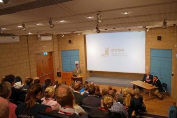 Karl Holliman gives the opening address at EVDA Congress. Image: Rob Pascoe.