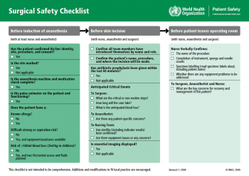Figure 1. World Health Organization surgical safety checklist.