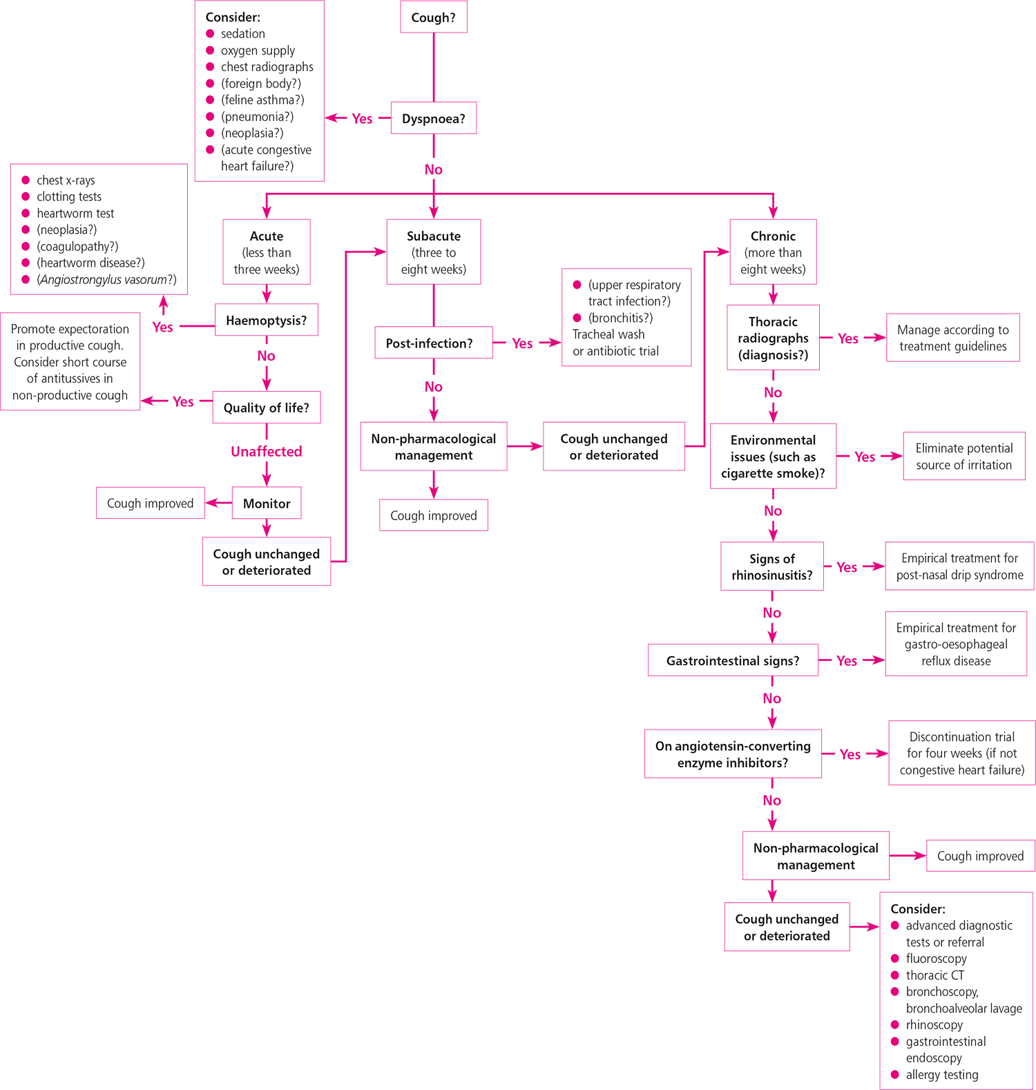 Figure 2. Algorithm for clinical management of dogs presenting with persistent coughing (modified from Ferasin, 2017).