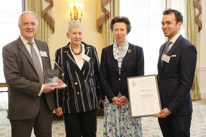 From left: Berwyn Clarke of PBD Biotech, Cath Rees, The Princess Royal and Ben Swift.
