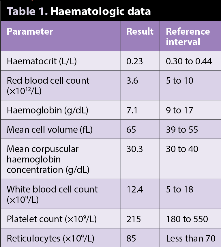 Table 1. Haematologic data.