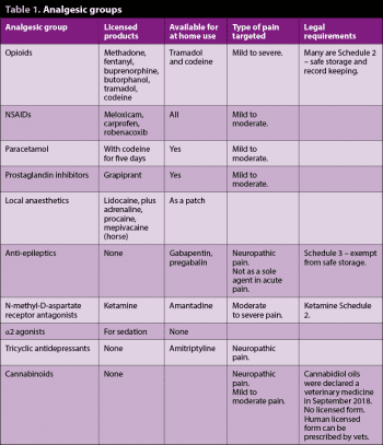 Table 1. Analgesic groups.