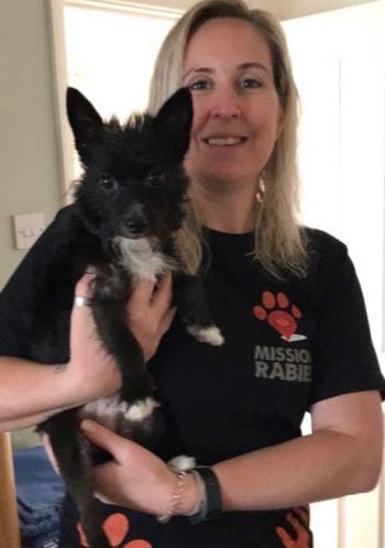 Philippa Barclay, pictured with her rescue dog Brocci, is in Goa with Mission Rabies.