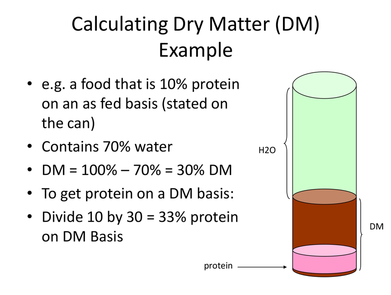 <strong>Figure 3.</strong> An example of calculating protein on a dry matter basis.