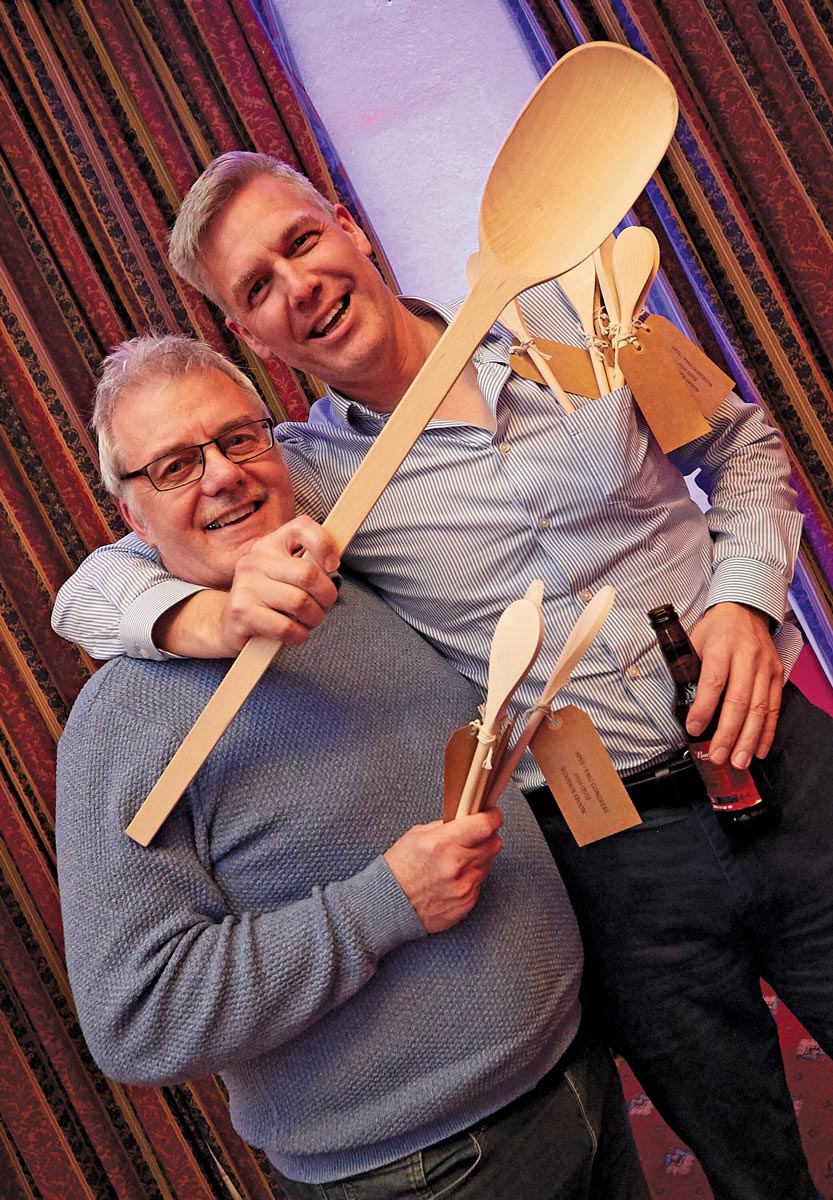 Not everyone can win: wooden spoon “winners” at the SPVS pub-style quiz.
