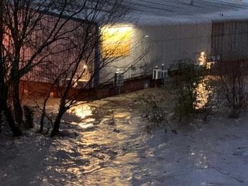 Storm Dennis caused the River Taff to burst its banks, flooding the hospital.