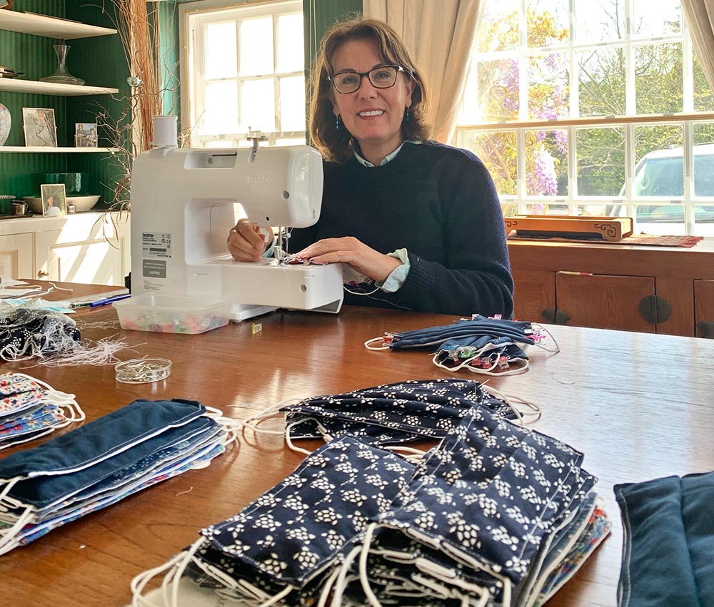 Claire Pasquier Olcott has made hundreds of fabric face masks while on furlough.