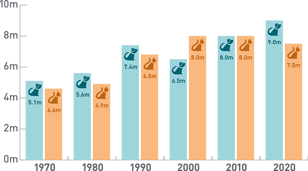 Cat and dog population changes