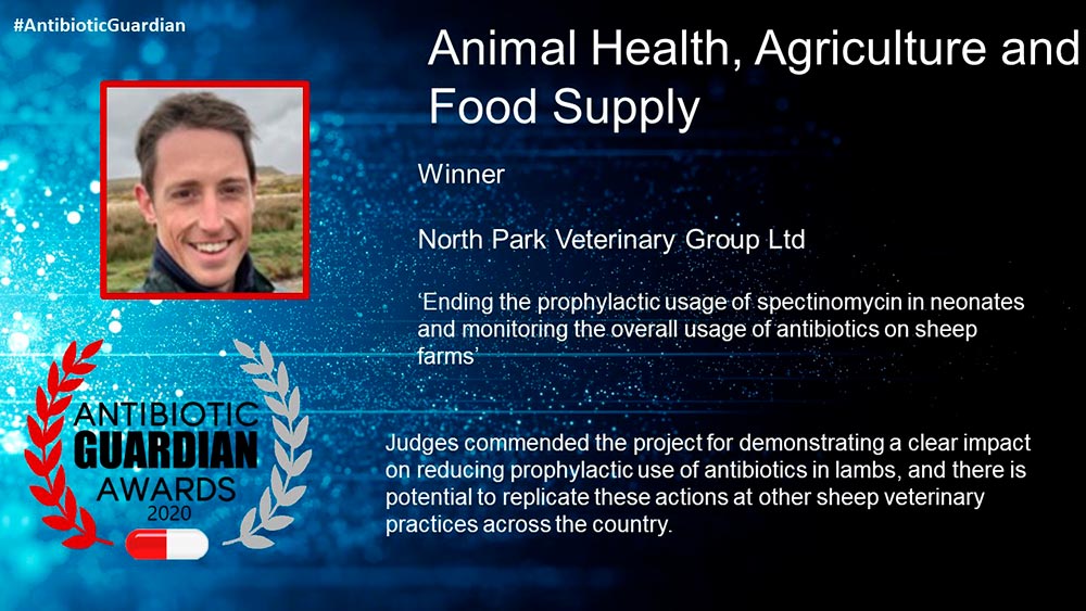 North Park Veterinary Group in Devon was the overall winner in the “Animal Health, Agriculture and Food Supply” category in the 2020 Antibiotic Guardian Awards.