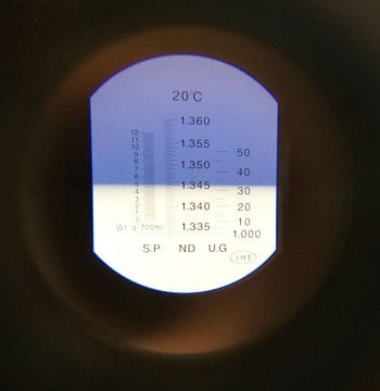 Figure 5 (inset). Assessing free catch urine specific gravity (USG) can help monitor success of interventions. A USG of 1.030 to 1.035 is ideal.