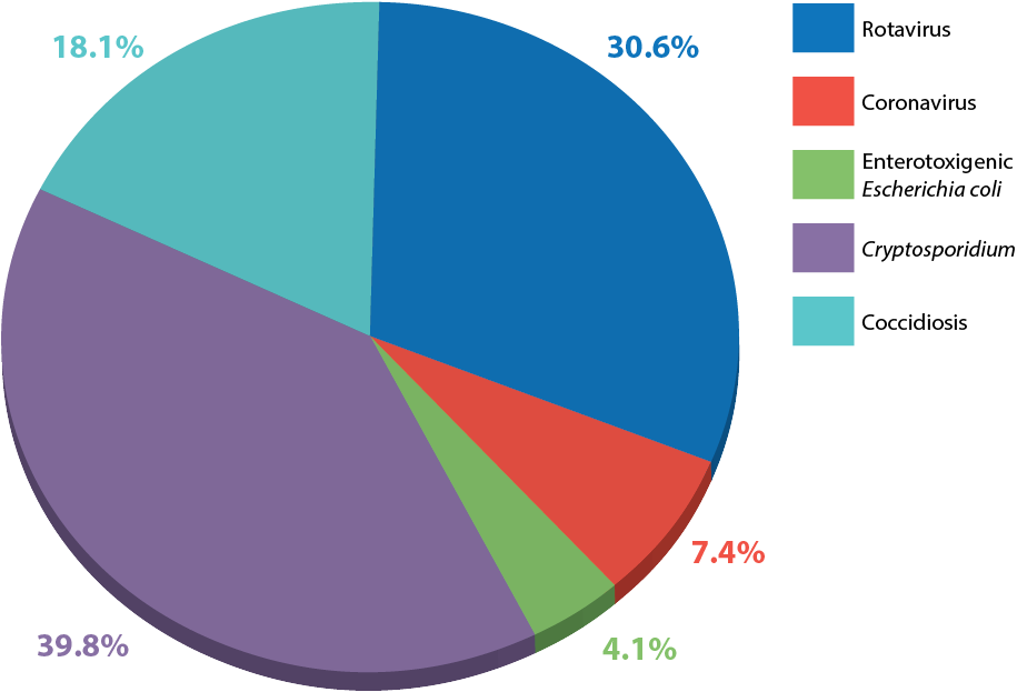 Figure 2. Scour diagnoses in calves in Great Britain from 2011‑18 where a diagnosis has been reached6.