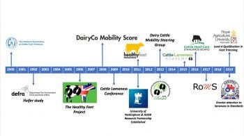 Figure 1. Timeline of initiatives created to tackle lameness problems in cattle.
