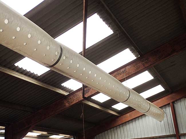 Positive pressure air tube systems can be used to improve the ventilation available in calf sheds.