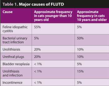 Table 1. Major causes of FLUTD.