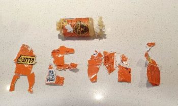 The remains of the Gorilla Glue bottle.