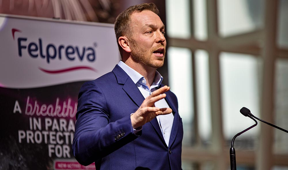 Sir Chris Hoy spoke at the Felpreva launch luncheon.