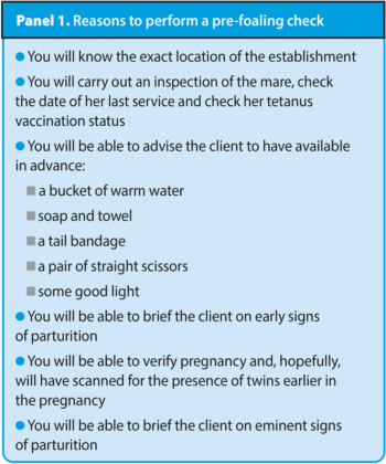 Panel 1. Reasons to perform a pre-foaling check