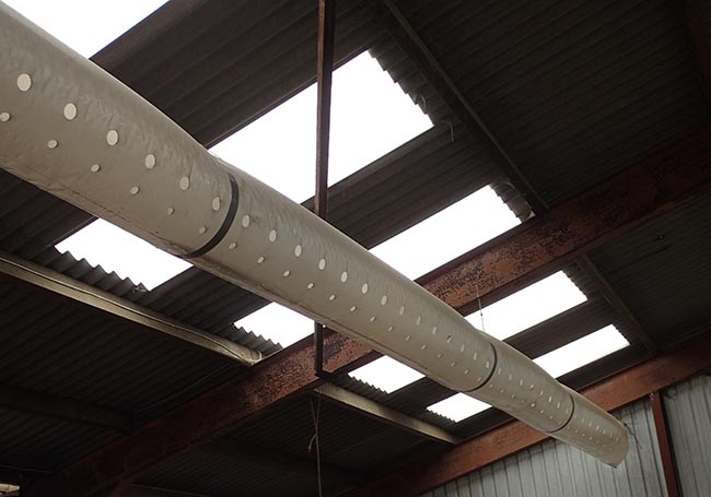 Positive pressure air tubes can be used to improve the ventilation in existing sheds.