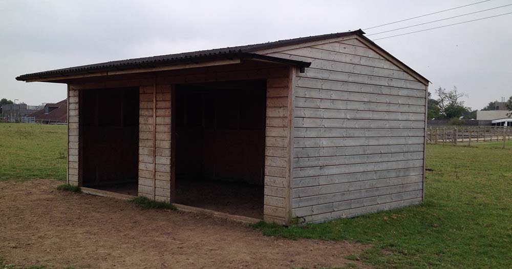 Field shelters can be used to provide cover for horses kept at pasture.