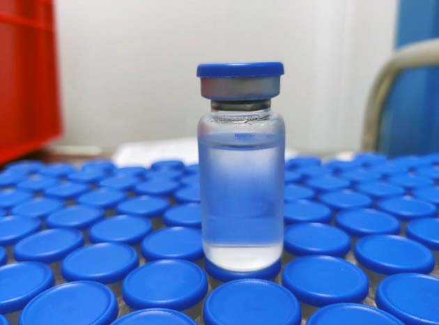 Figure 1. A vial of remdesivir. Each bottle contains 100mg of lyophilised powder, to be reconstituted to 10ml with water for injection, creating a 10mg/ml solution that can be kept for 30 days in the fridge.